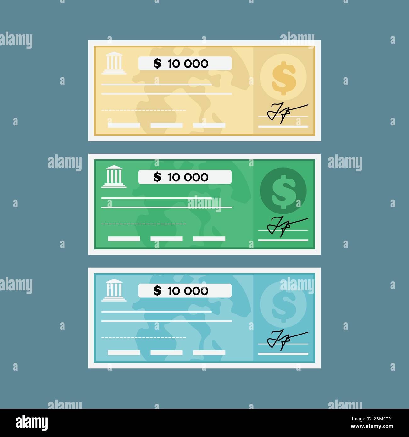 Bank Check Vektor Illustration in flacher Ausführung Stock Vektor