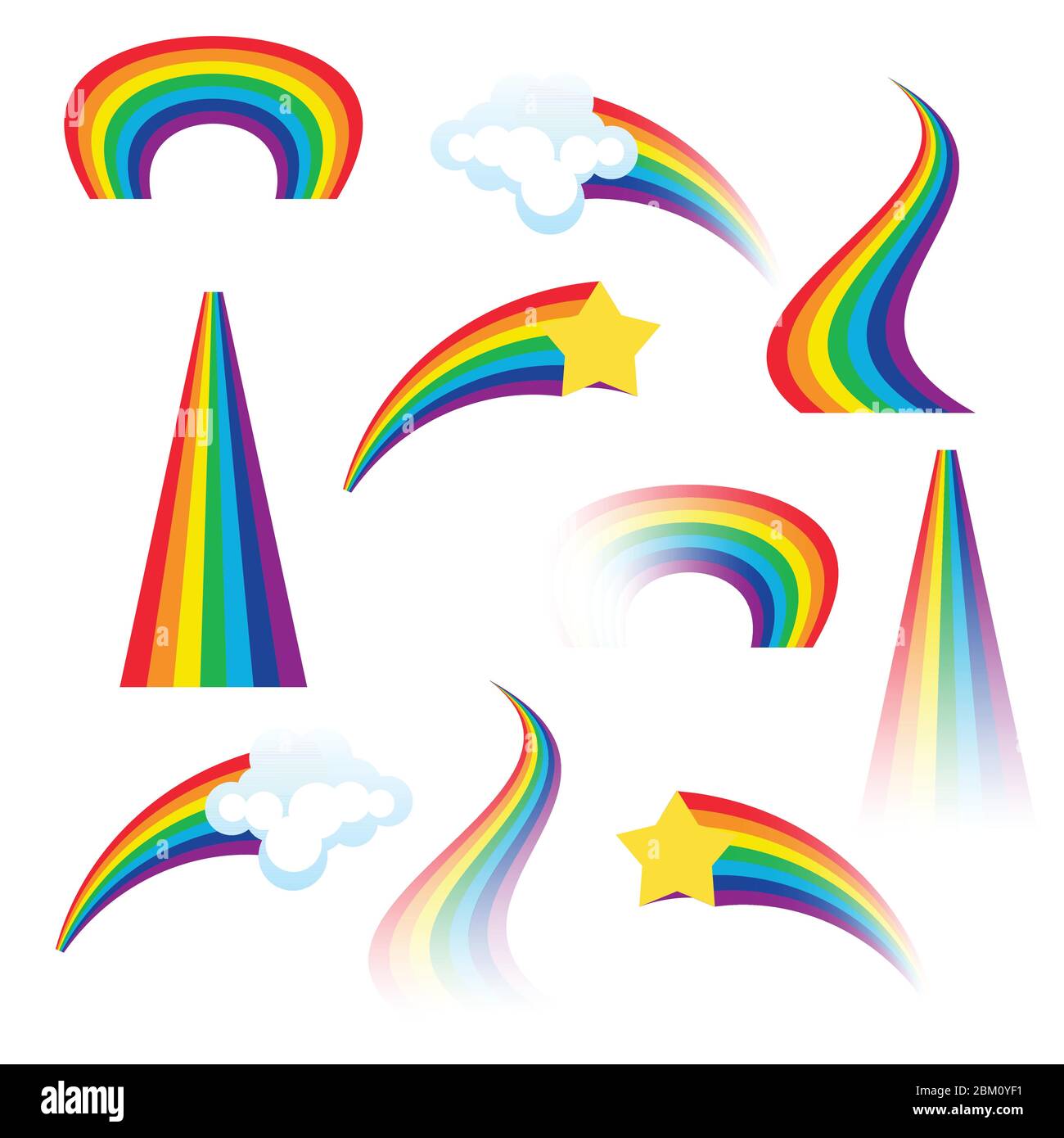 Set aus bunten Regenbogen. Vektorgrafik Stock Vektor