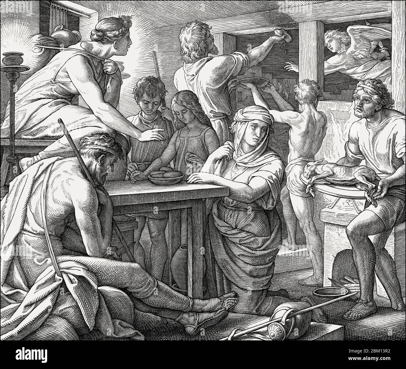 Passah und Tod des Erstgeborenen, das Alte Testament, von Julius Schnorr von Carolsfeld, 1860 Stockfoto