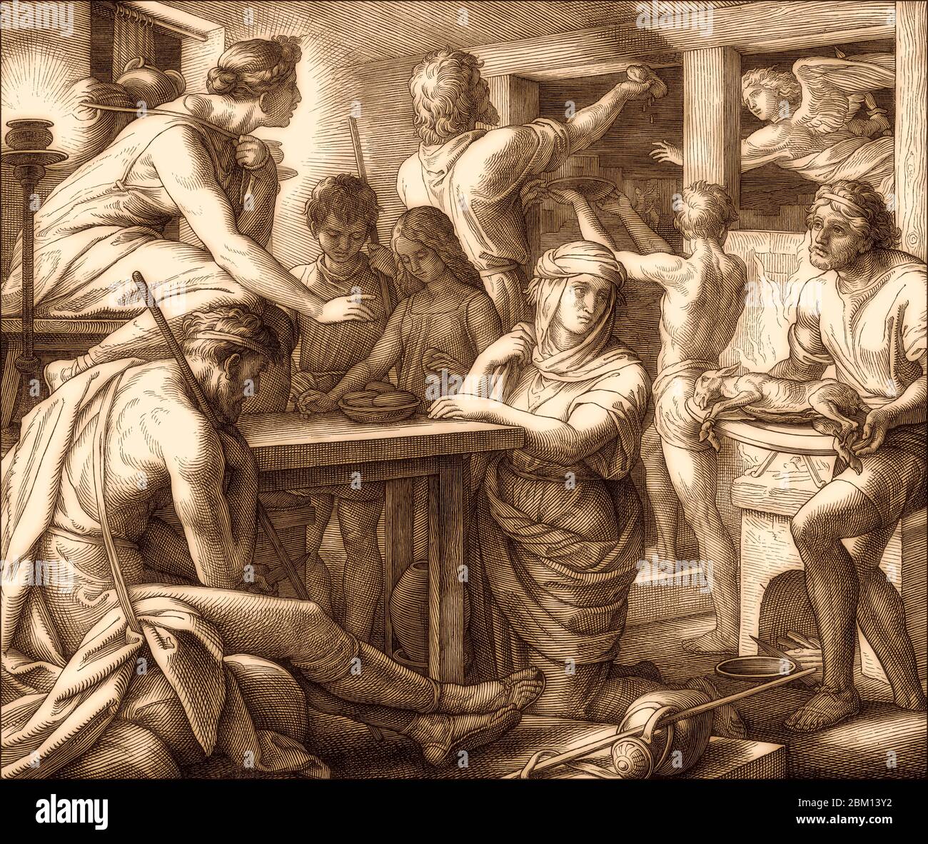 Passah und Tod des Erstgeborenen, das Alte Testament, von Julius Schnorr von Carolsfeld, 1860 Stockfoto