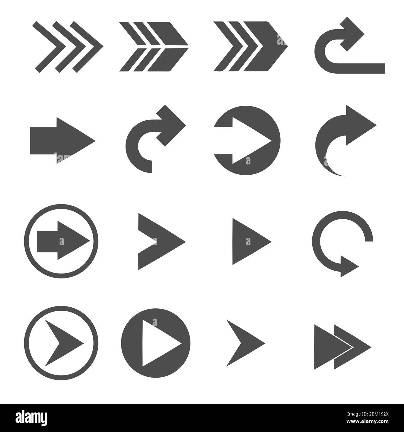 Symbole für Pfeil nach rechts drehen Stockfoto