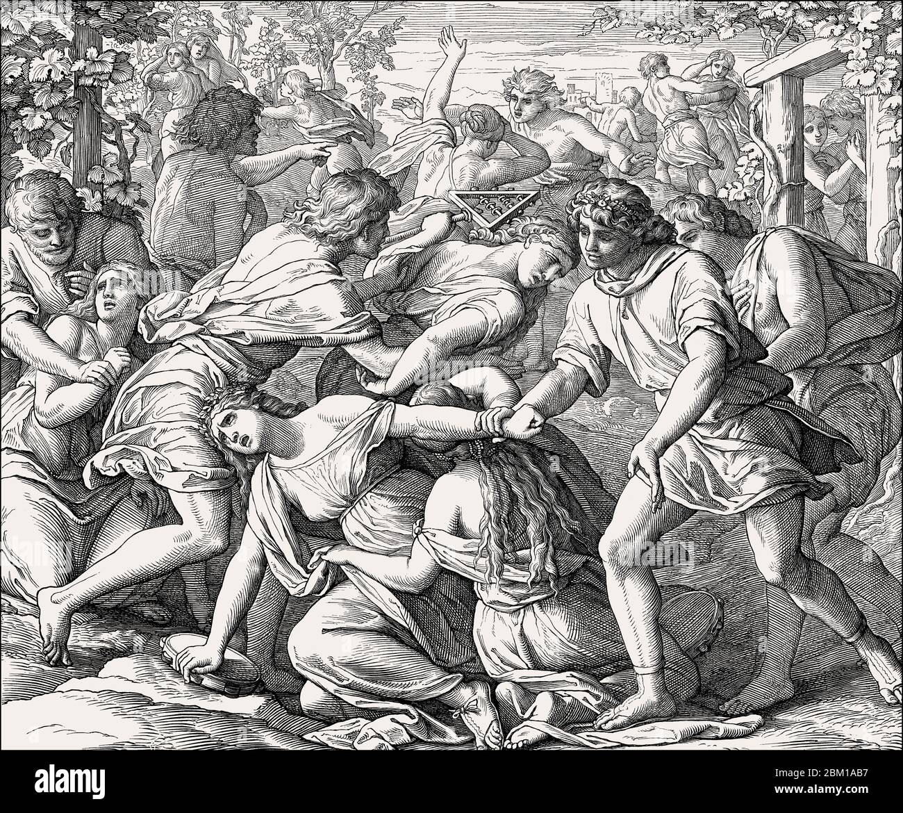 Benjaminiten ergreifen Frauen aus Shiloh, das Alte Testament, von Julius Schnorr von Carolsfeld Stockfoto
