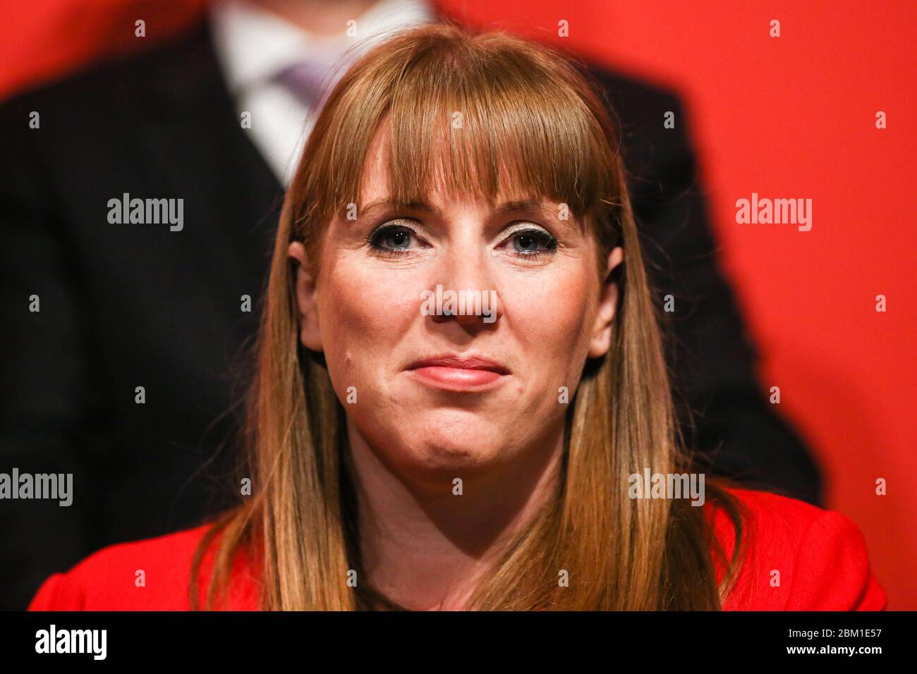 Schattenbildungssekretärin Angela Rayner während einer Kundgebung in Manchester, um die Parlamentswahlkampagne der Partei 2017 zu starten. Stockfoto