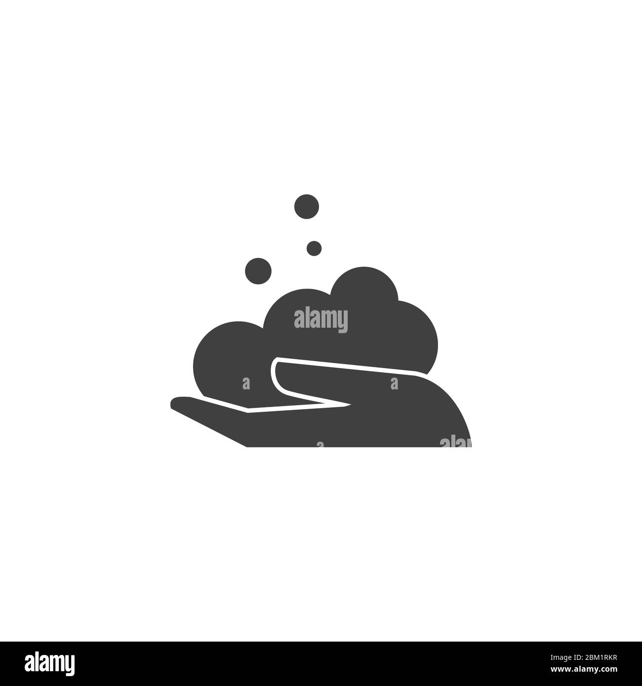 Hand mit Schaum. Reinigung und Händewaschen Konzept. Stock Vektor