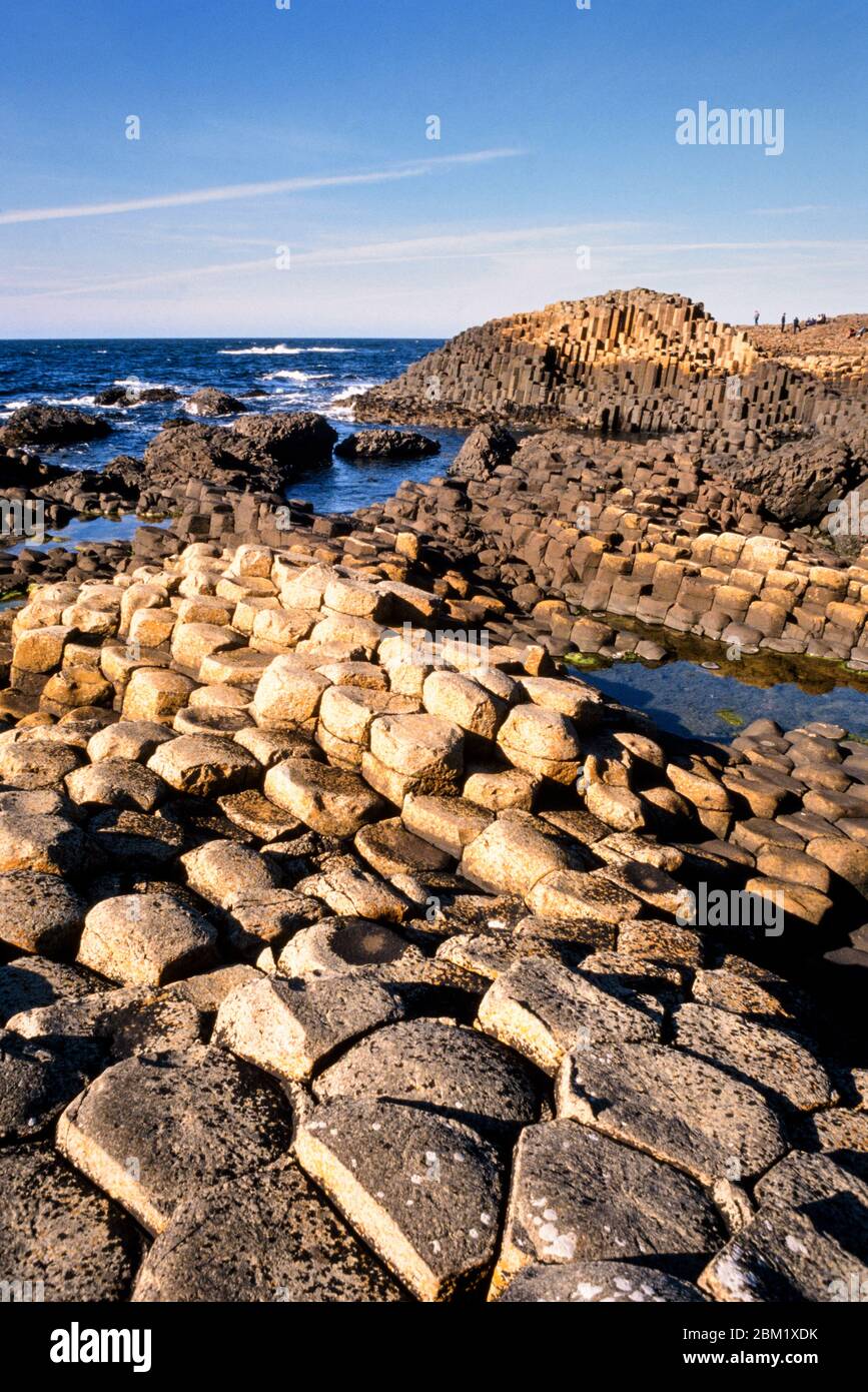 Die Basaltsäulen des Giants Causeway County Antrim Northen Ireland UNESCO-Weltkulturerbe Stockfoto