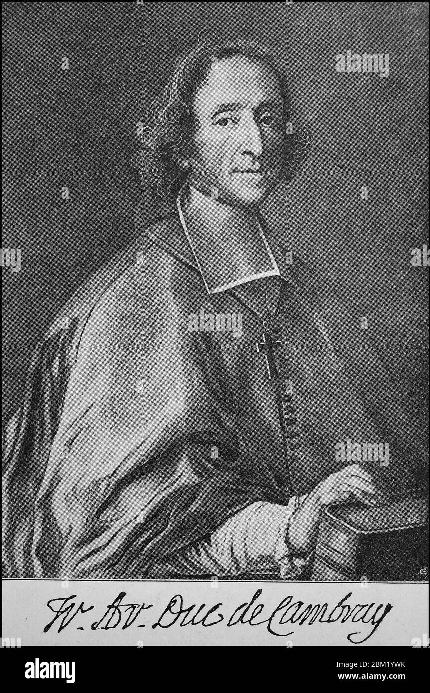 François de Salignac de La Mothe-Fenelon, 6. August 1651 - 7. Januar 1715, war ein französischer Erzbischof und Schriftsteller / François de Salignac de La Mothe-Fénelon, 6. Bis 1651. August. Januar 1715, war ein französischer Erzbischof und Schriftsteller, historisch, historisch, digital verbesserte Reproduktion eines Originals aus dem 19. Jahrhundert / Digitale Reproduktion einer Originalvorlage aus dem 19. Jahrhundert, Stockfoto