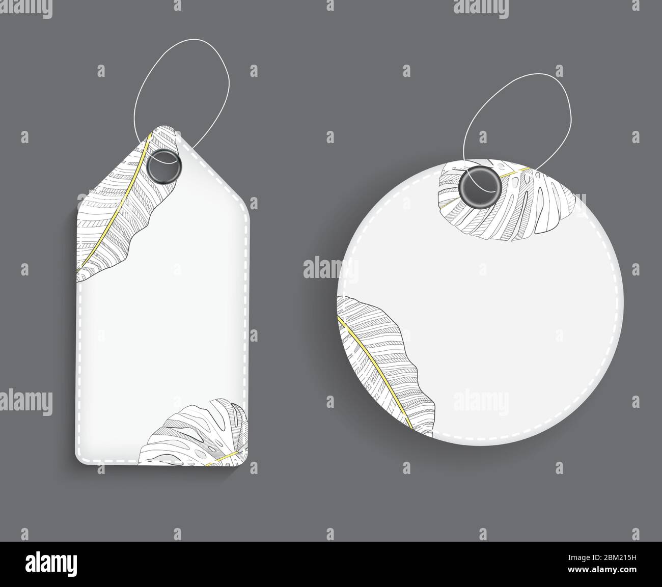 Natural Label Preisvorlage mit Banana Palm Blätter Illustration Stock Vektor