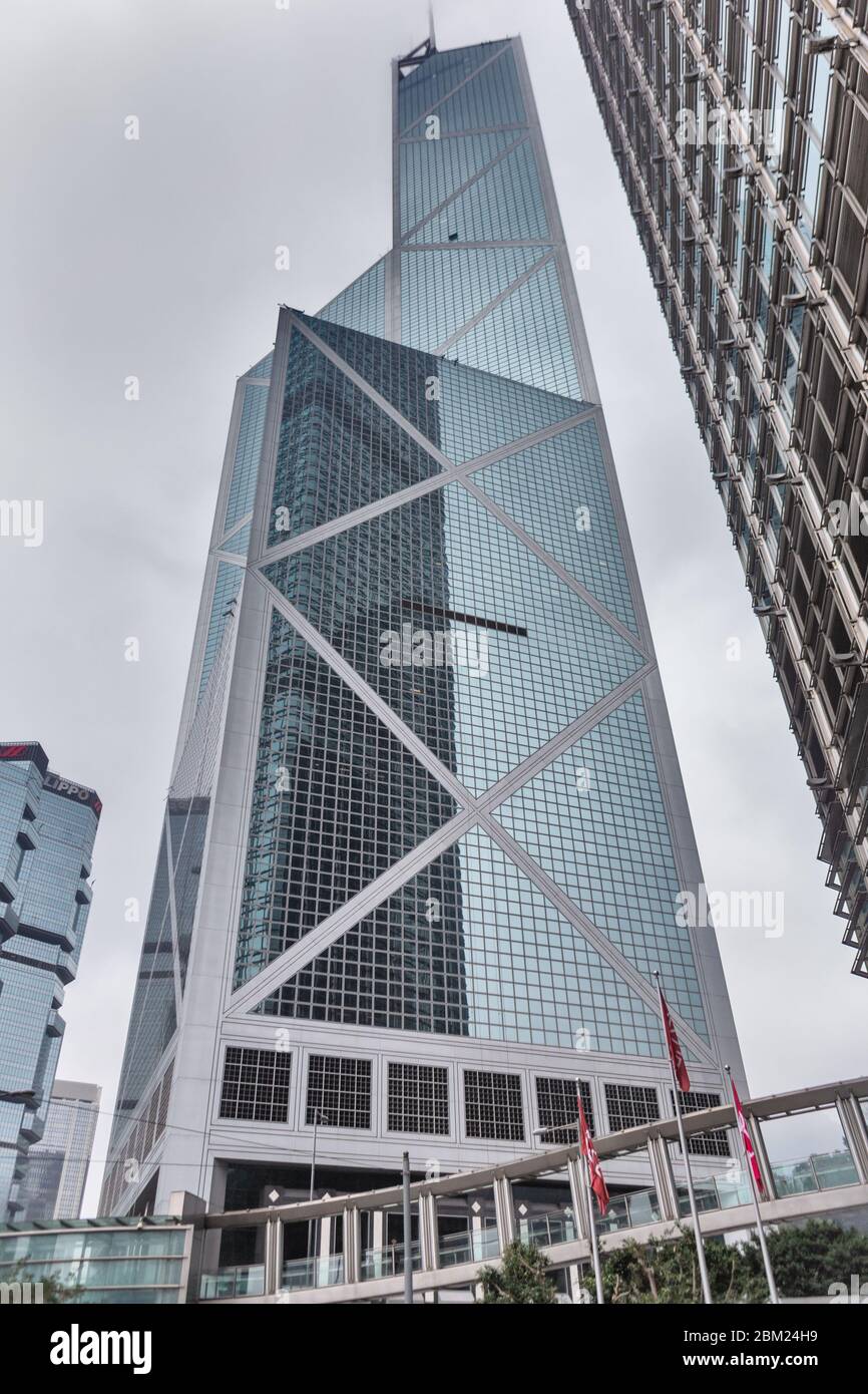 Bank of China Tower, 1990, Hongkong, China Stockfoto