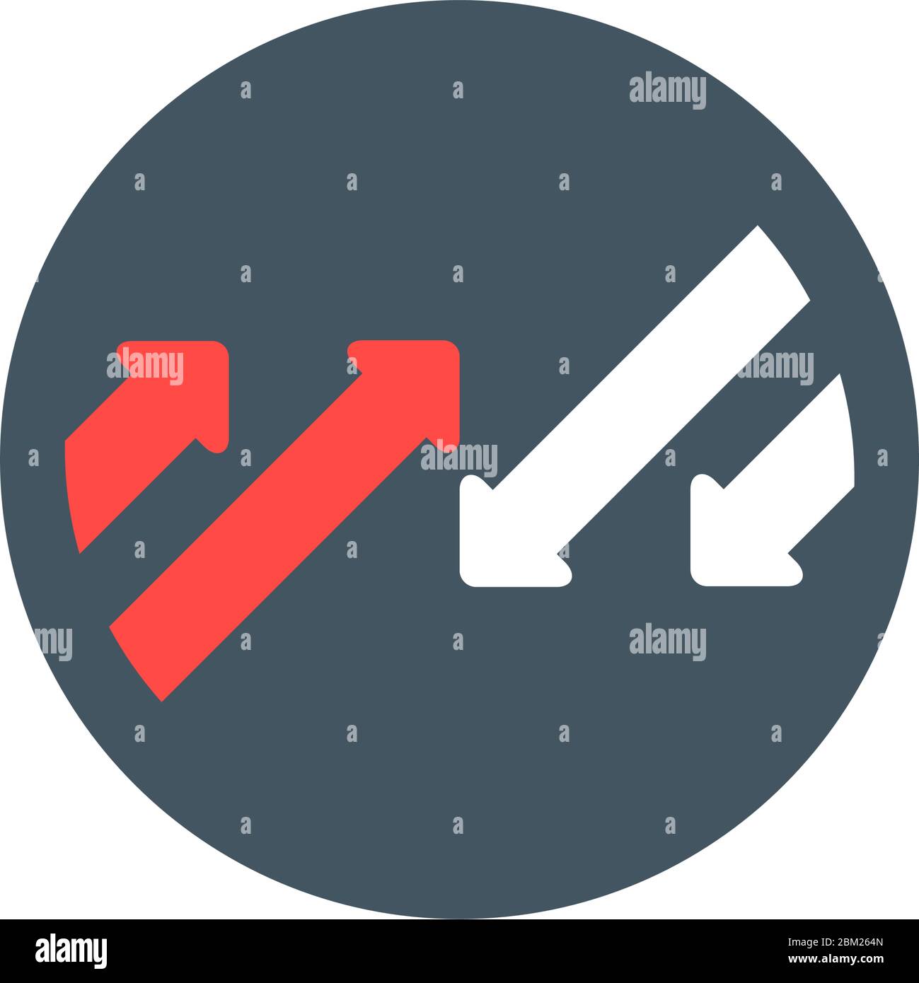 Entgegengesetzte Pfeile. Weiße und rote Pfeiltaste. Stock Vektor Illustration isoliert auf weißem Hintergrund. Stock Vektor