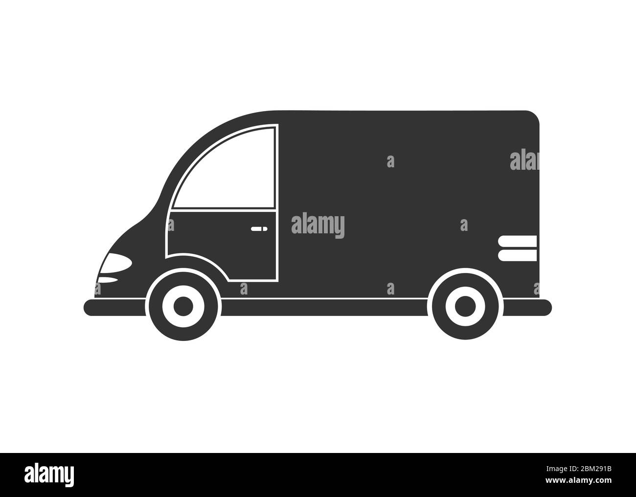 Vektor-Symbol eines Autos oder eines kommerziellen van. Einfaches Design, gefüllte Silhouette isoliert auf weißem Hintergrund. Design für Websites und Apps Stock Vektor