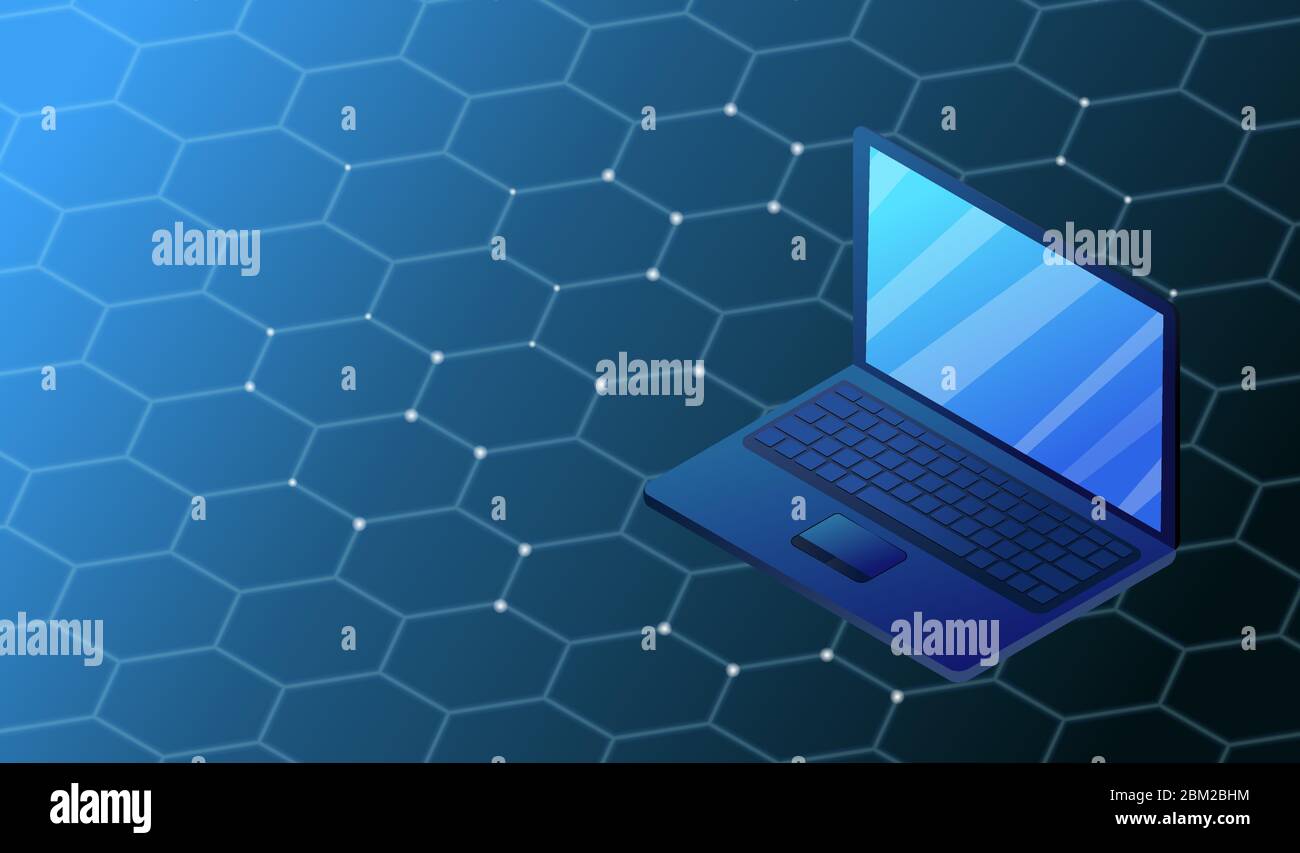 Futuristischer Hintergrund mit Laptop und Sechseck-Gürtel Stock Vektor