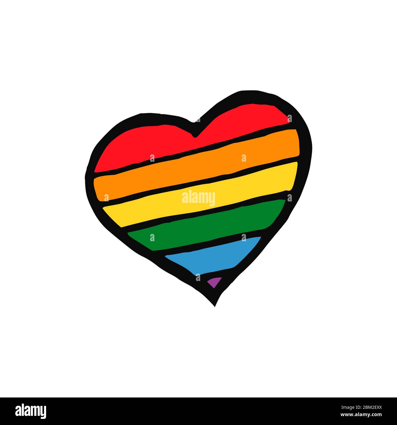 Herz im Doodle-Stil - Leben, wird, besser, together.Hand geschrieben Stolz, Liebe, Frieden Schriftzug mit rainbow.Gay Parade Slogan.LGBT Rechte Symbol. Isolieren Stock Vektor