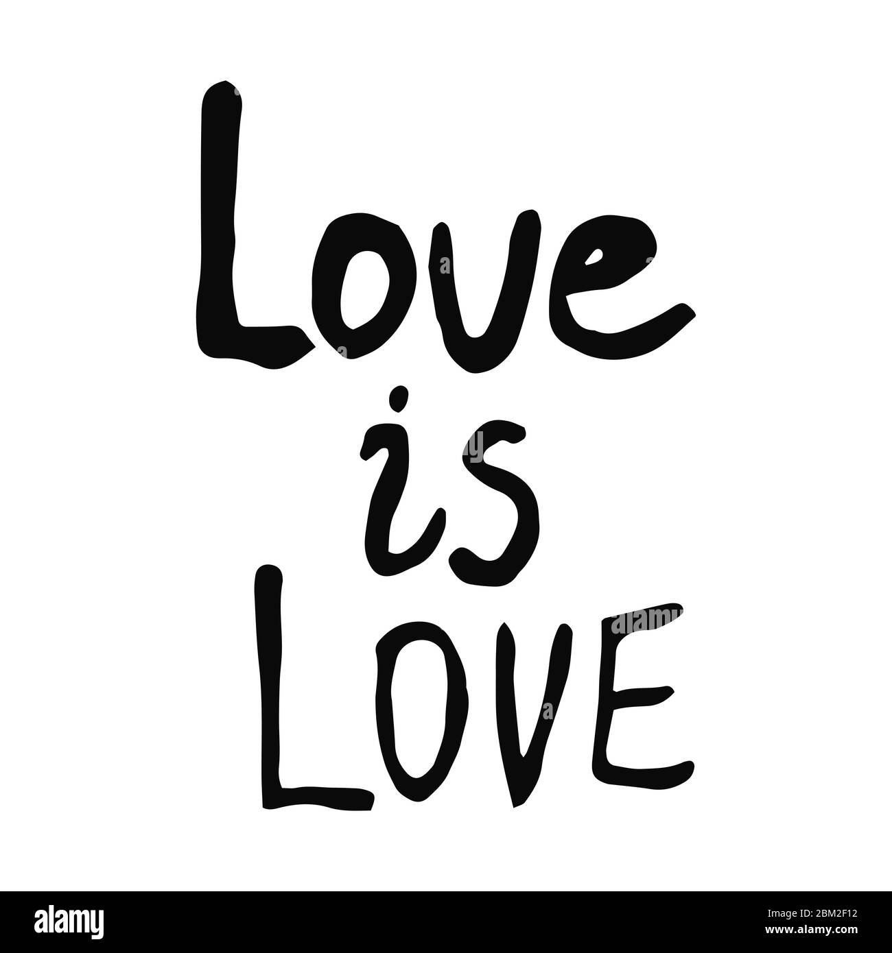 Lettering Text Liebe ist Liebe im Doodle-Stil - Leben, wird, besser, together.Hand geschrieben Stolz, Liebe, Frieden Schriftzug mit Regenbogen..LGBT Rechte Symbol. Ist Stock Vektor