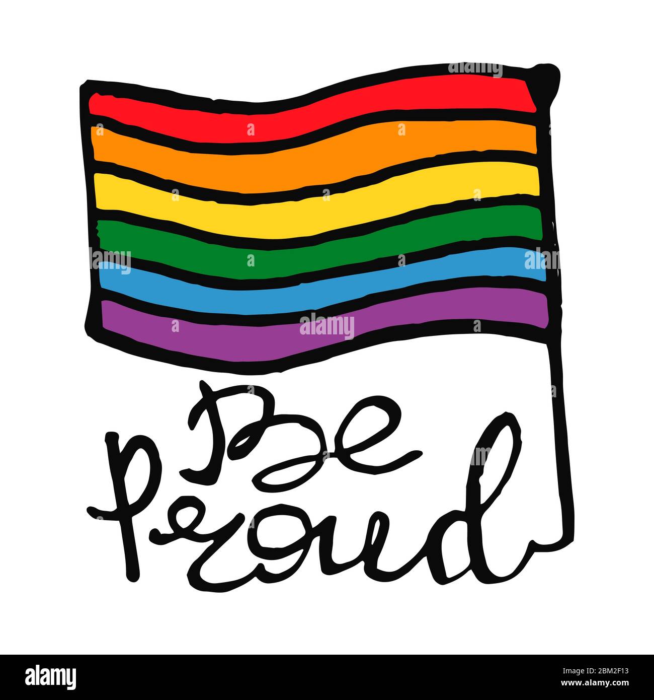 Schriftzug Text stolz sein in Doodle Stil - Leben, wird, besser, zusammen..Gay Parade Slogan.LGBT Rechte Symbol. Isoliert.Vektor handgezeichnete Illustration. Stock Vektor