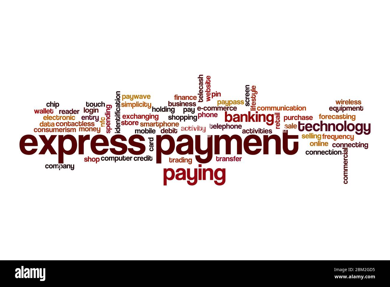 Express Payment Word Cloud Konzept auf weißem Hintergrund Stockfoto