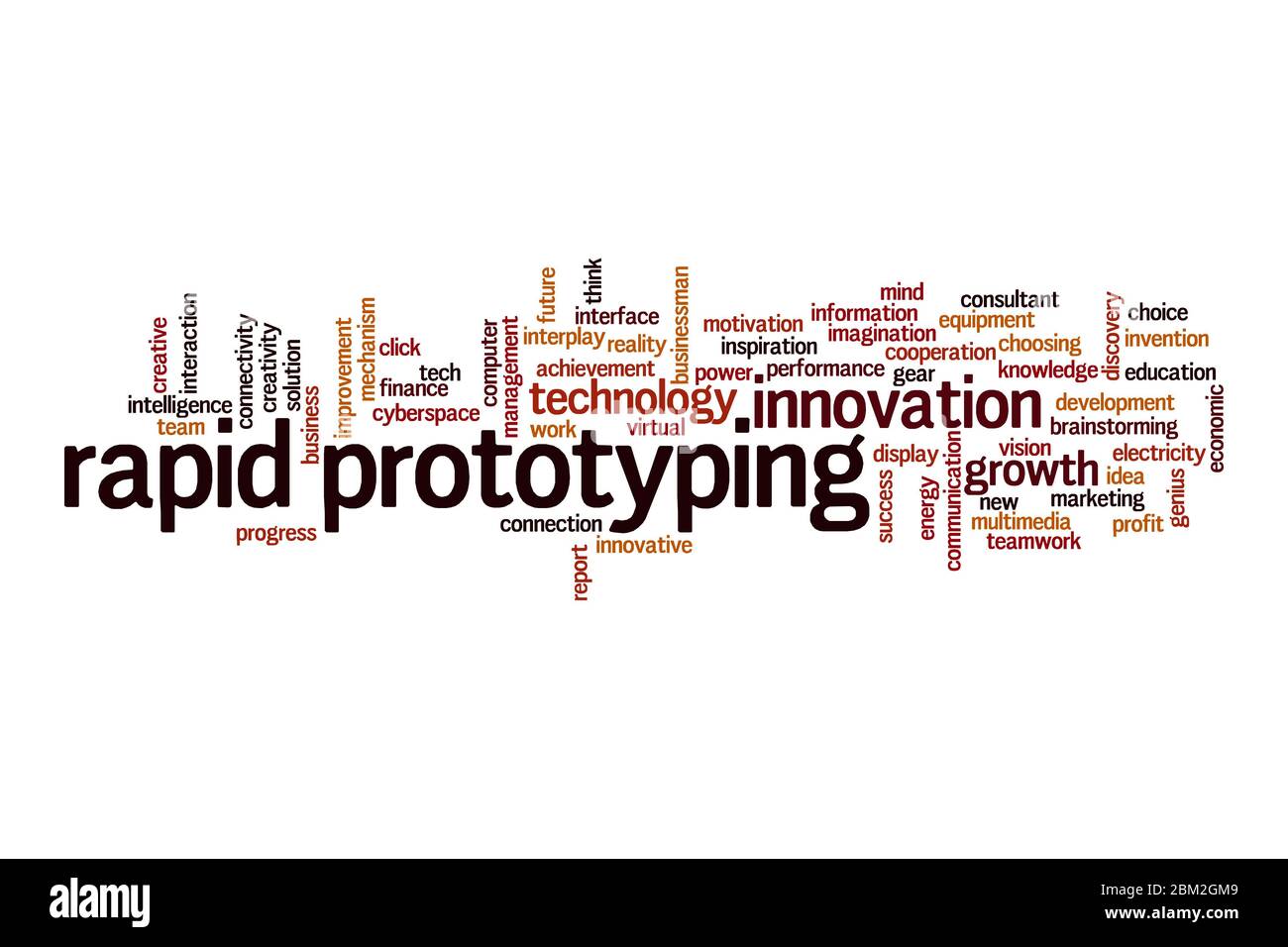 Rapid Prototyping Wort Cloud Konzept auf weißem Hintergrund Stockfoto