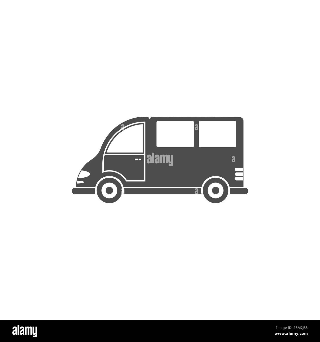 Vektor-Symbol eines Autos oder eines kommerziellen van. Einfaches Design, gefüllte Silhouette isoliert auf weißem Hintergrund. Design für Websites und Apps Stock Vektor