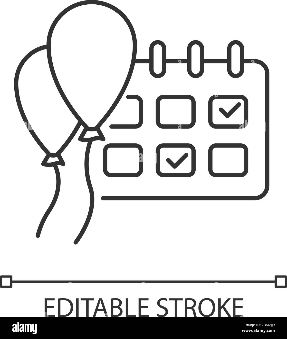 Pixel perfekt linear Symbol Ereignisse Stock Vektor