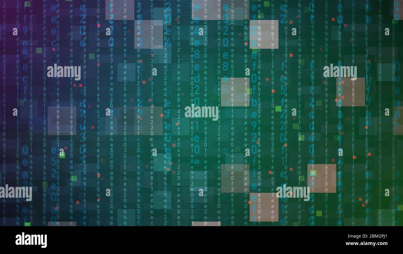 Abstrakte Datenbits Hintergrund. Muster der digitalen Cyber-Technologie. Stockfoto