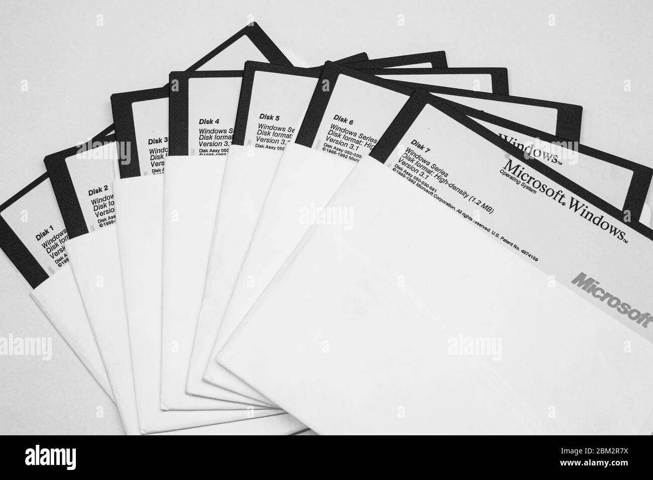 Alte Stil große Diskette zum Laden früher Versionen von Microsoft Windows Stockfoto