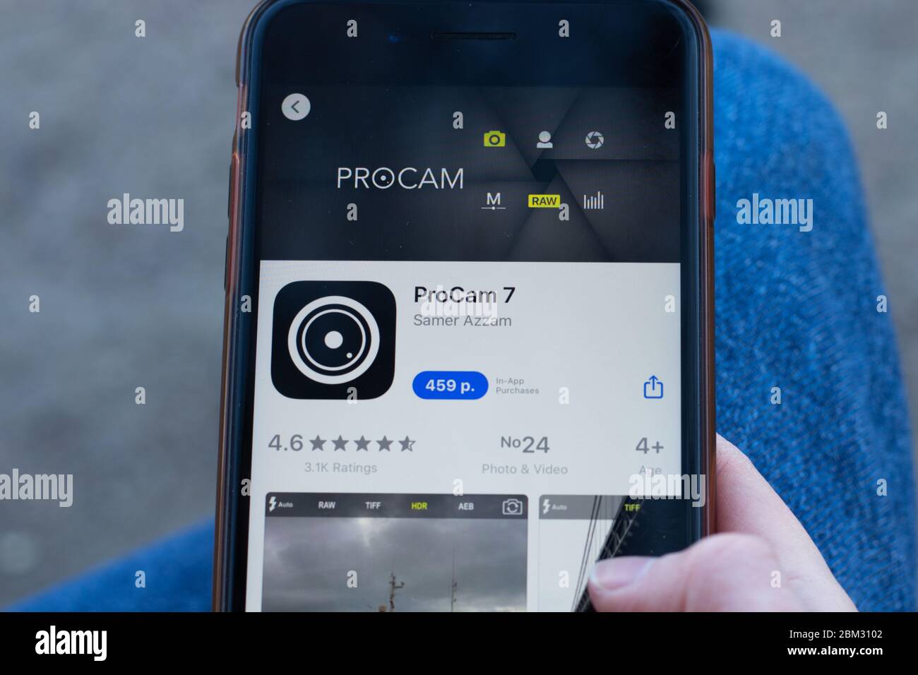 New York, USA - 1. Mai 2020: ProCam 7 App Logo Nahaufnahme auf dem Handy-Bildschirm, illustrative Editorial Stockfoto