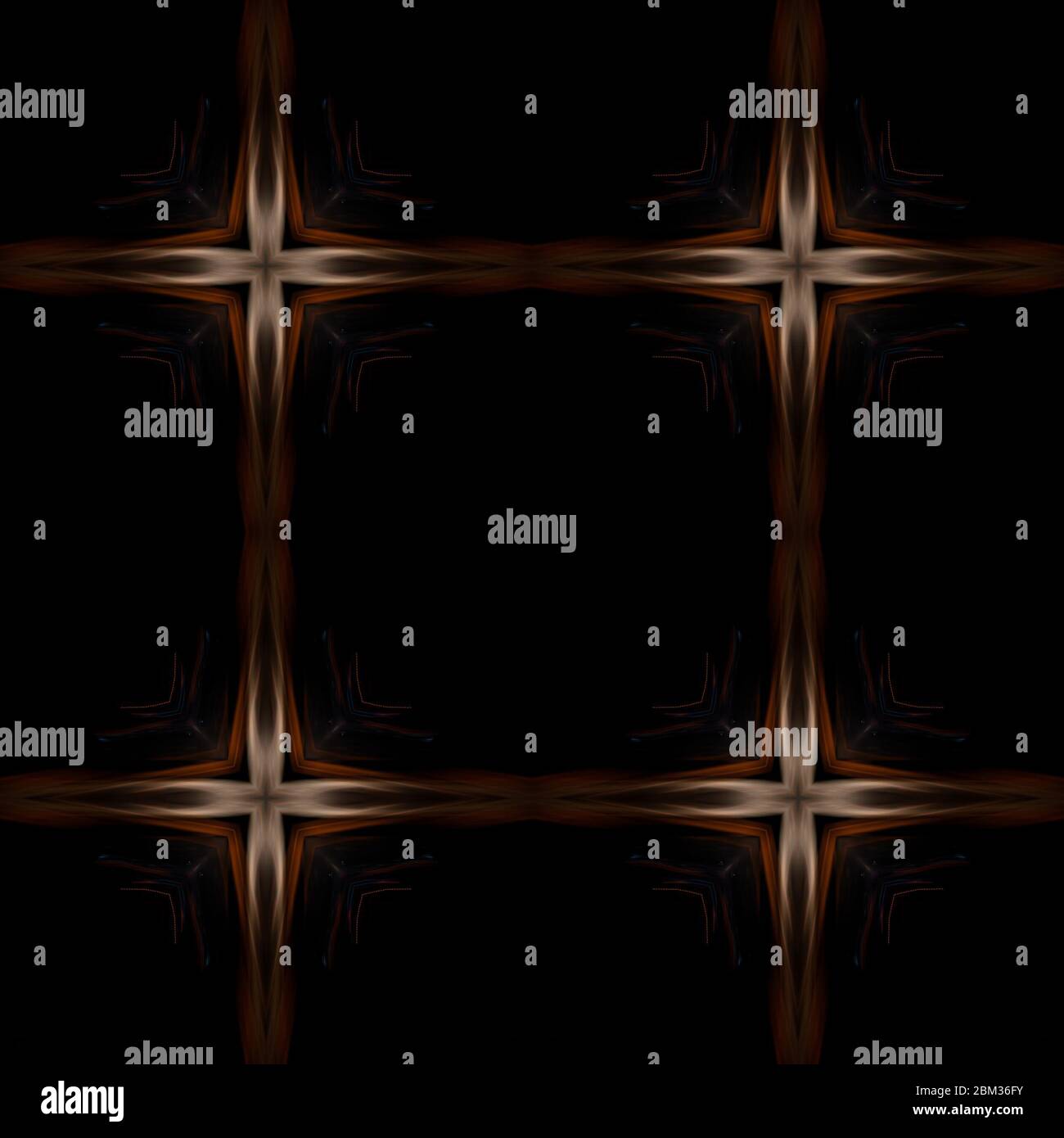 Kaleidoskop, ein nahtloses abstraktes geometrisches Muster aus dem Foto - die Lichter der Nachtstadt. Es ist ein Fokus. Farbige Lichtflecken auf dunklem Hintergrund. Design-Element für Verpackungen, Textilien, Hintergrund für Website oder Blog Stockfoto