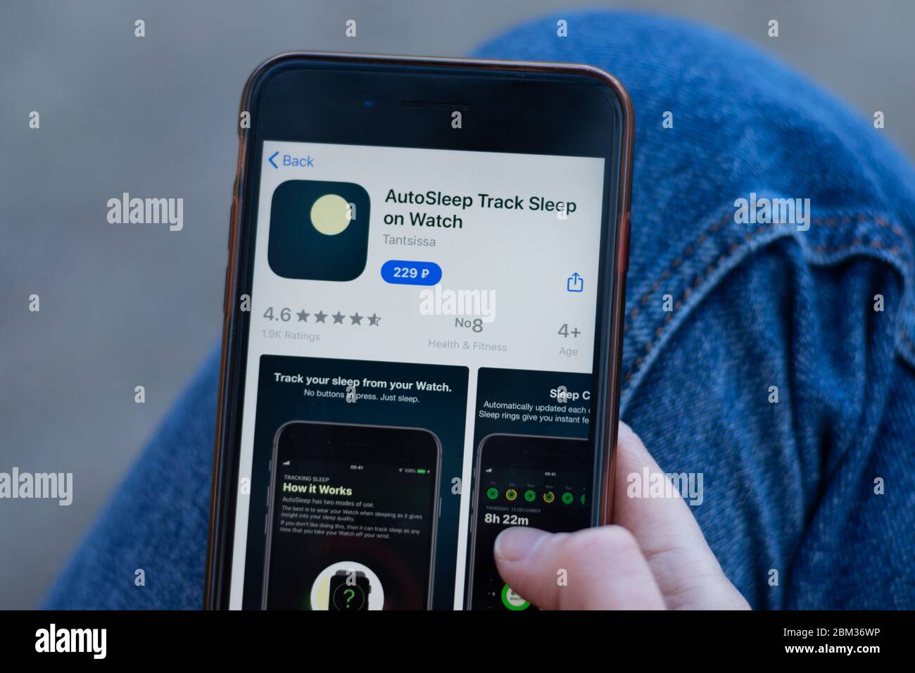 New York, USA - 1. Mai 2020: AutoSleep Track Sleep App Logo Nahaufnahme auf dem Telefonbildschirm, illustrative Editorial Stockfoto