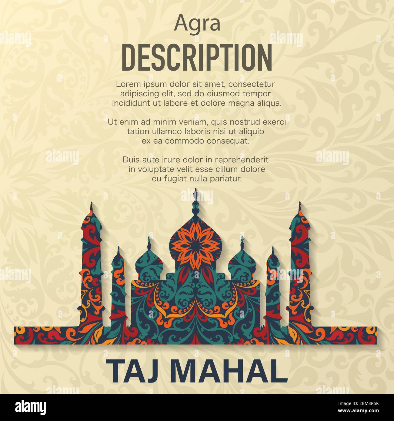 Taj Mahal florales Muster Hintergrund Stock Vektor