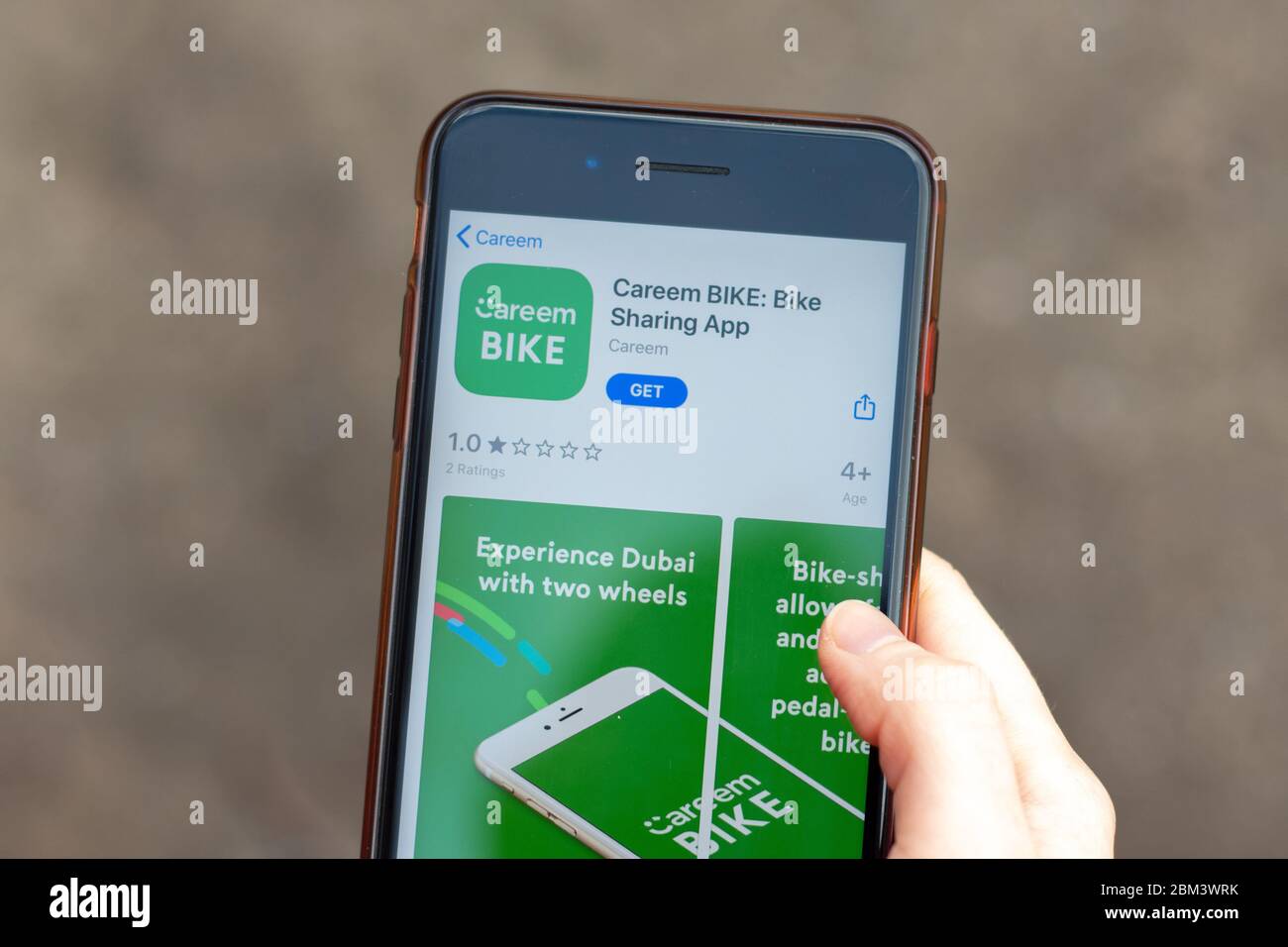 New York, USA - 1. Mai 2020: Careem BIKE App Logo Nahaufnahme auf dem Handy-Bildschirm, illustrative Editorial Stockfoto