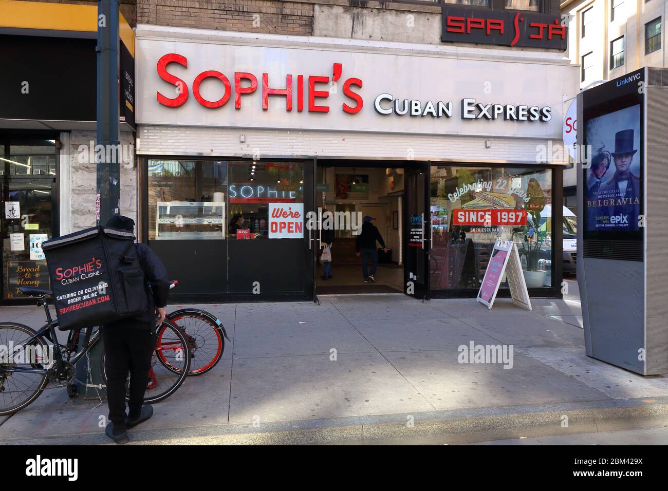 Sophie's Cuban Express, 947 8. Ave, New York, NYC Foto von einem kubanischen Restaurant in Manhattan. Stockfoto