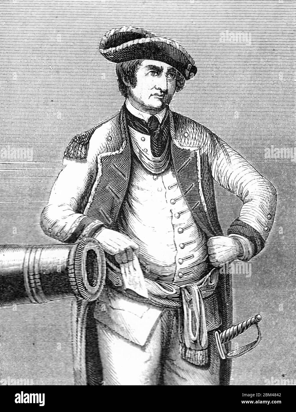 Major Israel Putnam in britischer Uniform 1758 Stockfoto