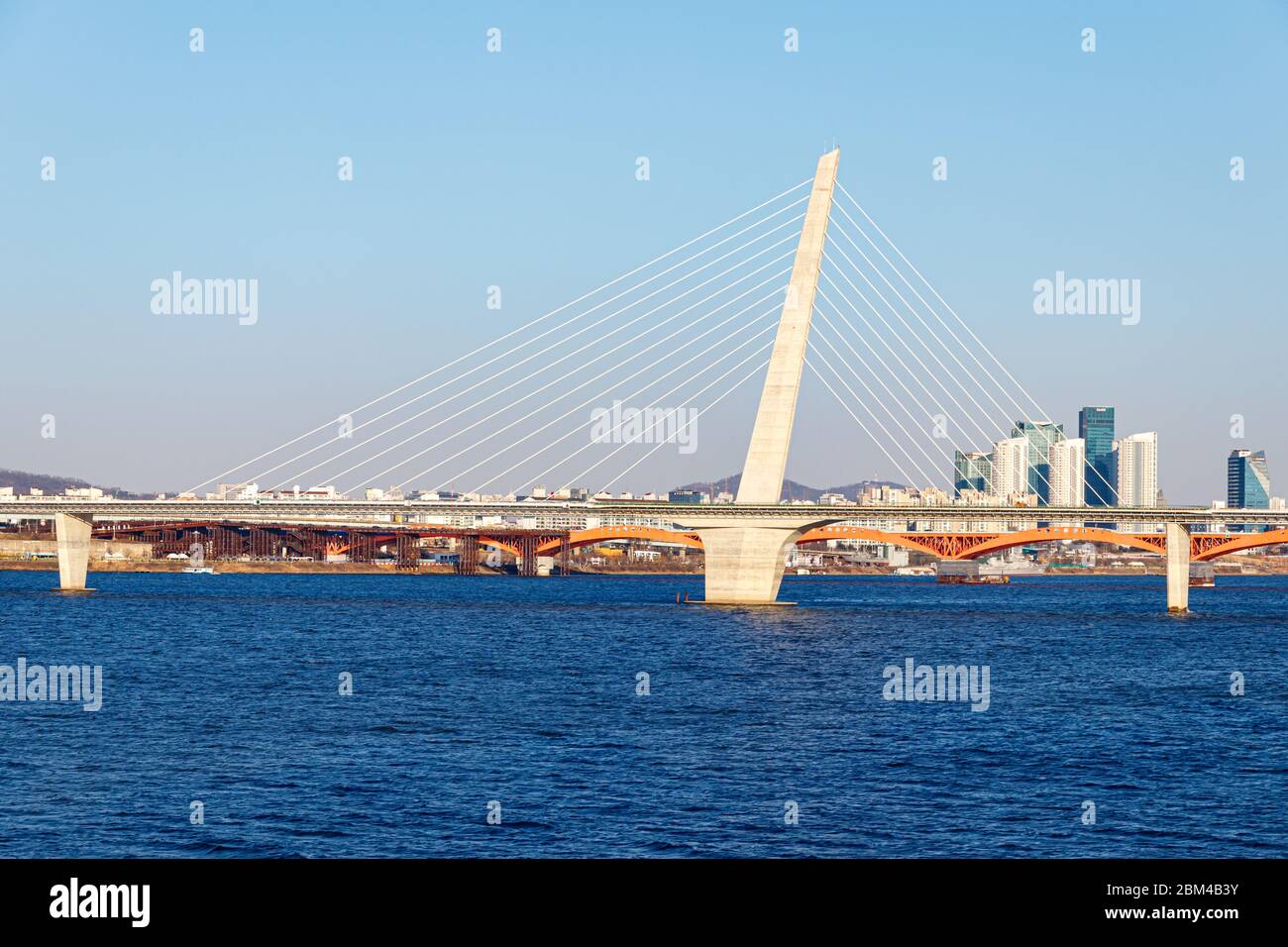 Seoul, Südkorea – 22. März 2020. Seoul Hangang World Cup Bridge.2. Seongsan Bridge. Stockfoto