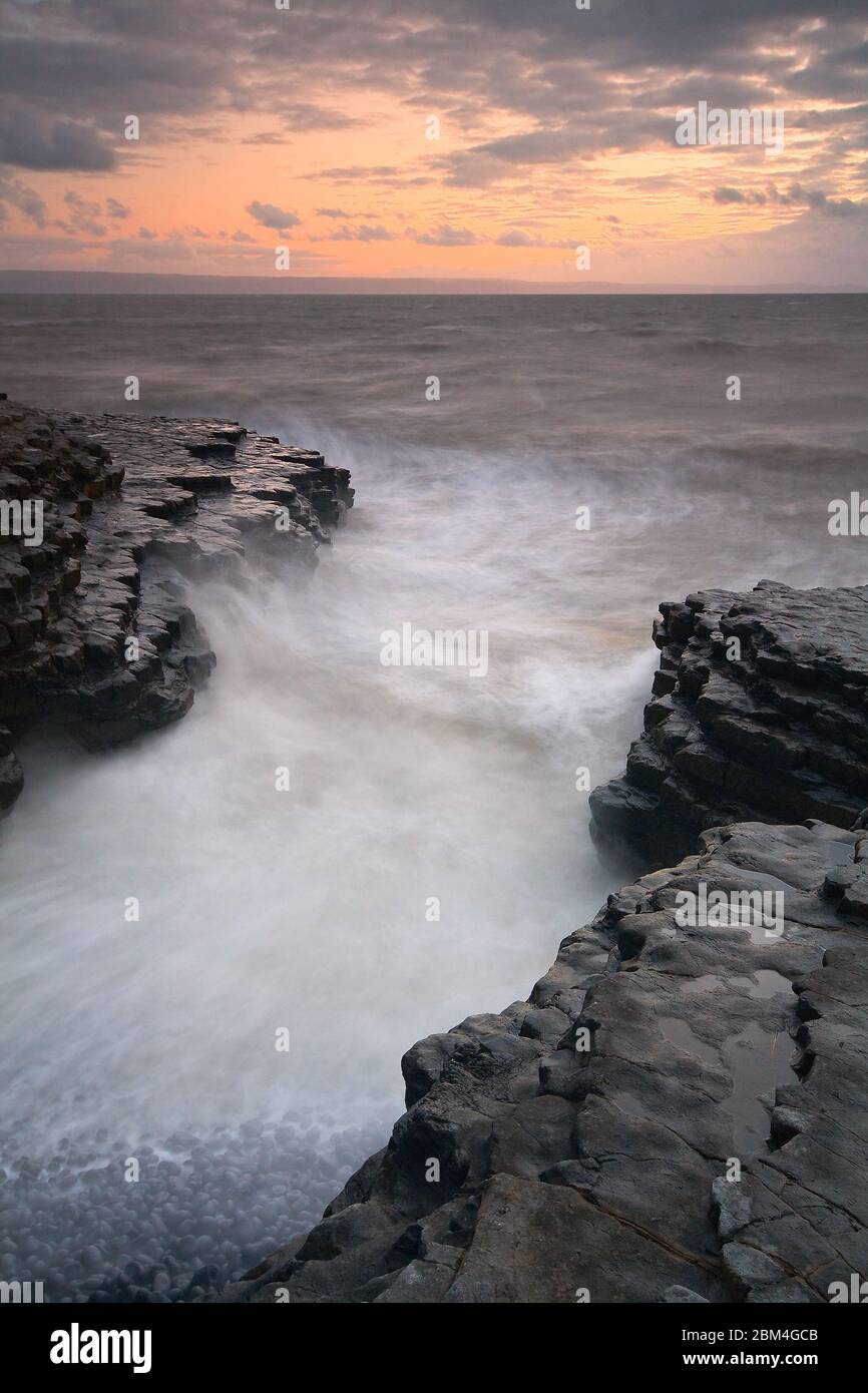 Monknash Strand in Glamorgan, Wales, Vereinigtes Königreich. Stockfoto