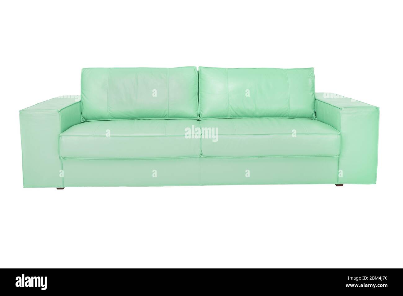 Drei Sitze gemütlich Farbe leder Sofa auf weißem Hintergrund Stockfoto
