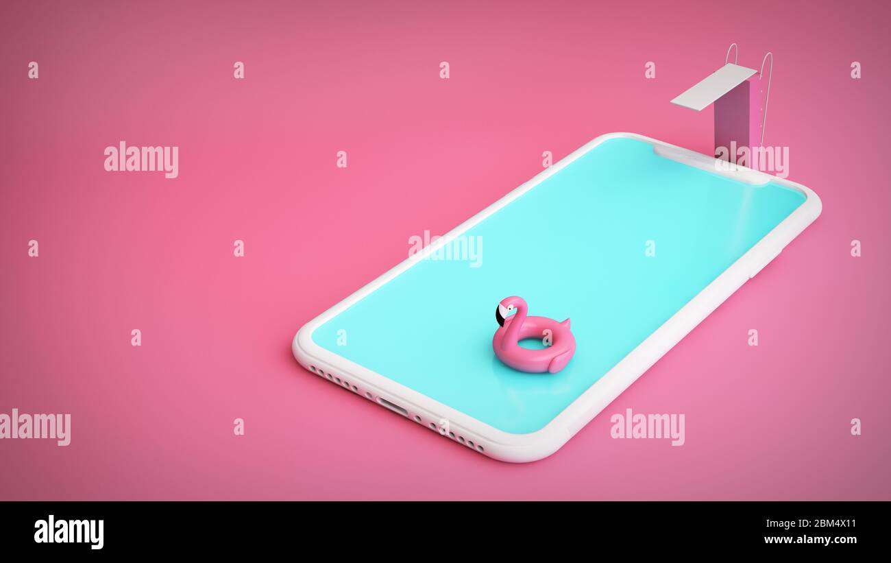 3D-Rendering für Smartphone-Pool Stockfoto