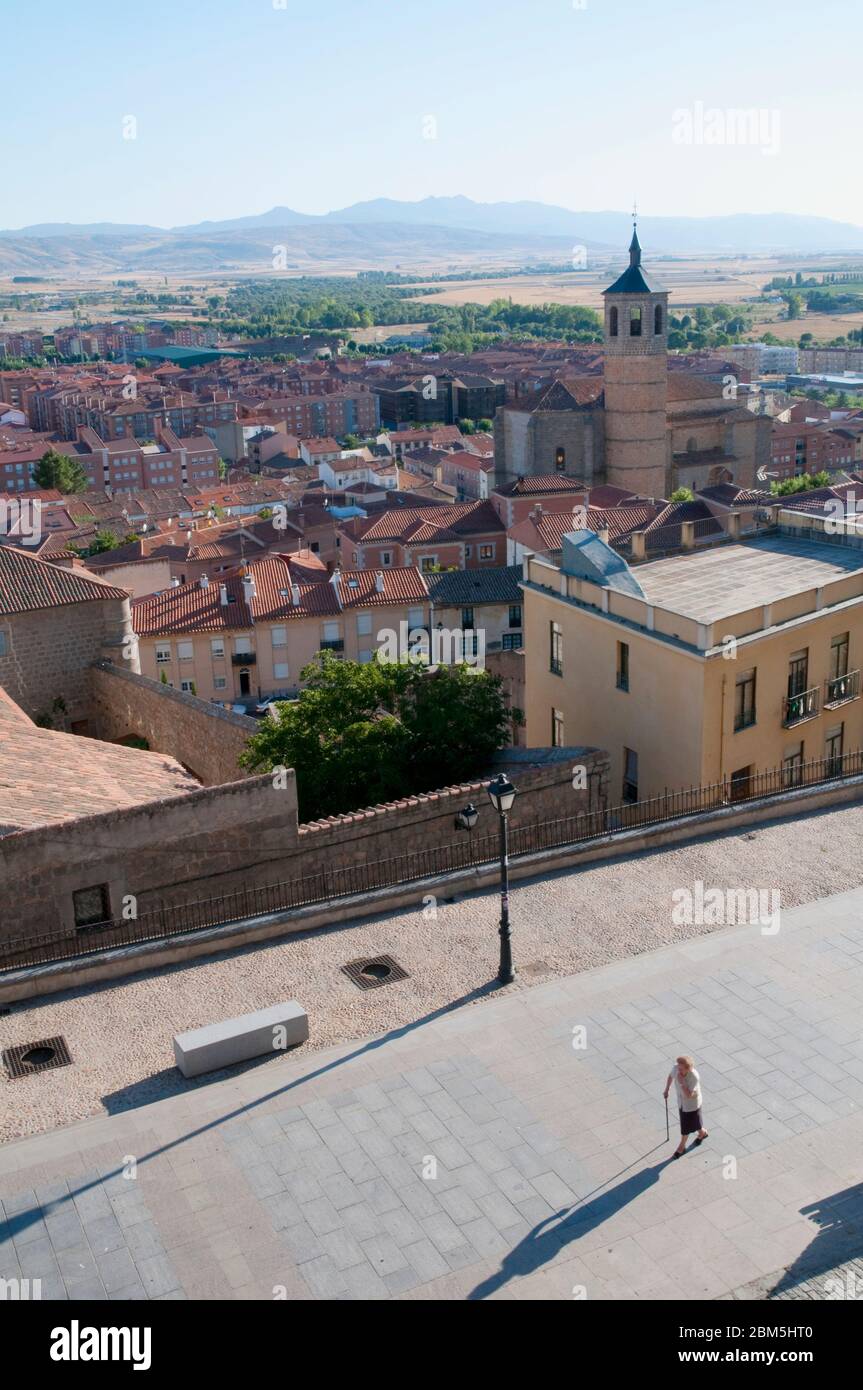 Blick von der Stadtmauer. Avila, Castilla Leon, Spanien. Stockfoto