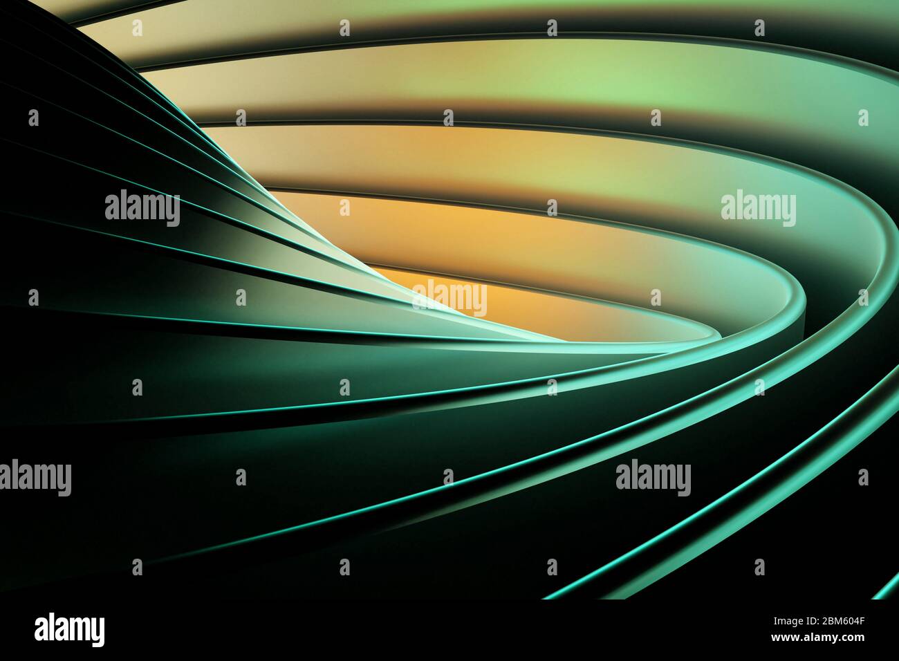 3D nahtlose Muster symmetrische und geometrische Linien abstrakten Hintergrund, bunte Verläufe linierten Formen Stockfoto