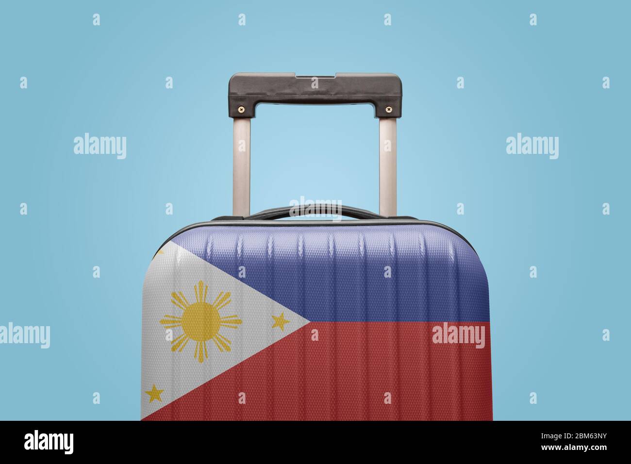 Koffer mit philippinischer Flagge Design Travel Asia Konzept. Stockfoto