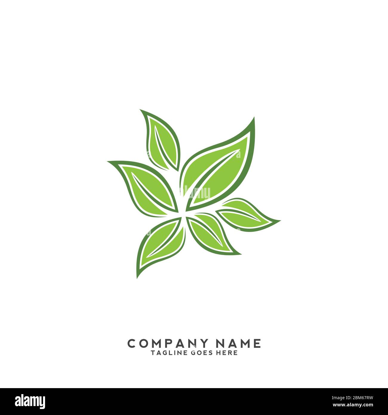 Vektorvorlage für umweltfreundliches Logo mit grünen Blättern Stock Vektor