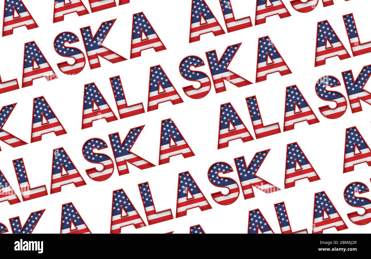 Alaska USA Staat Sterne und Streifen Hintergrund. 3D-Rendering Stockfoto