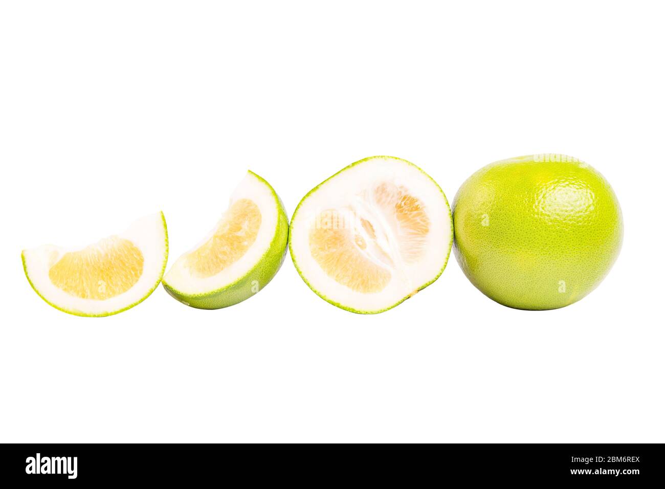 Exotischer Obstpomelo auf weißem Hintergrund isoliert. Stockfoto