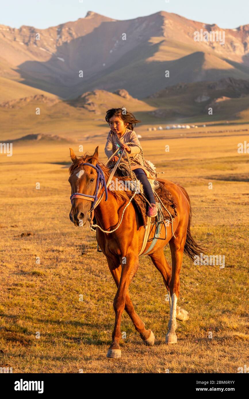 Nomaden, Song Kul See, Song Kul Nationalpark, Kirgisistan Stockfoto