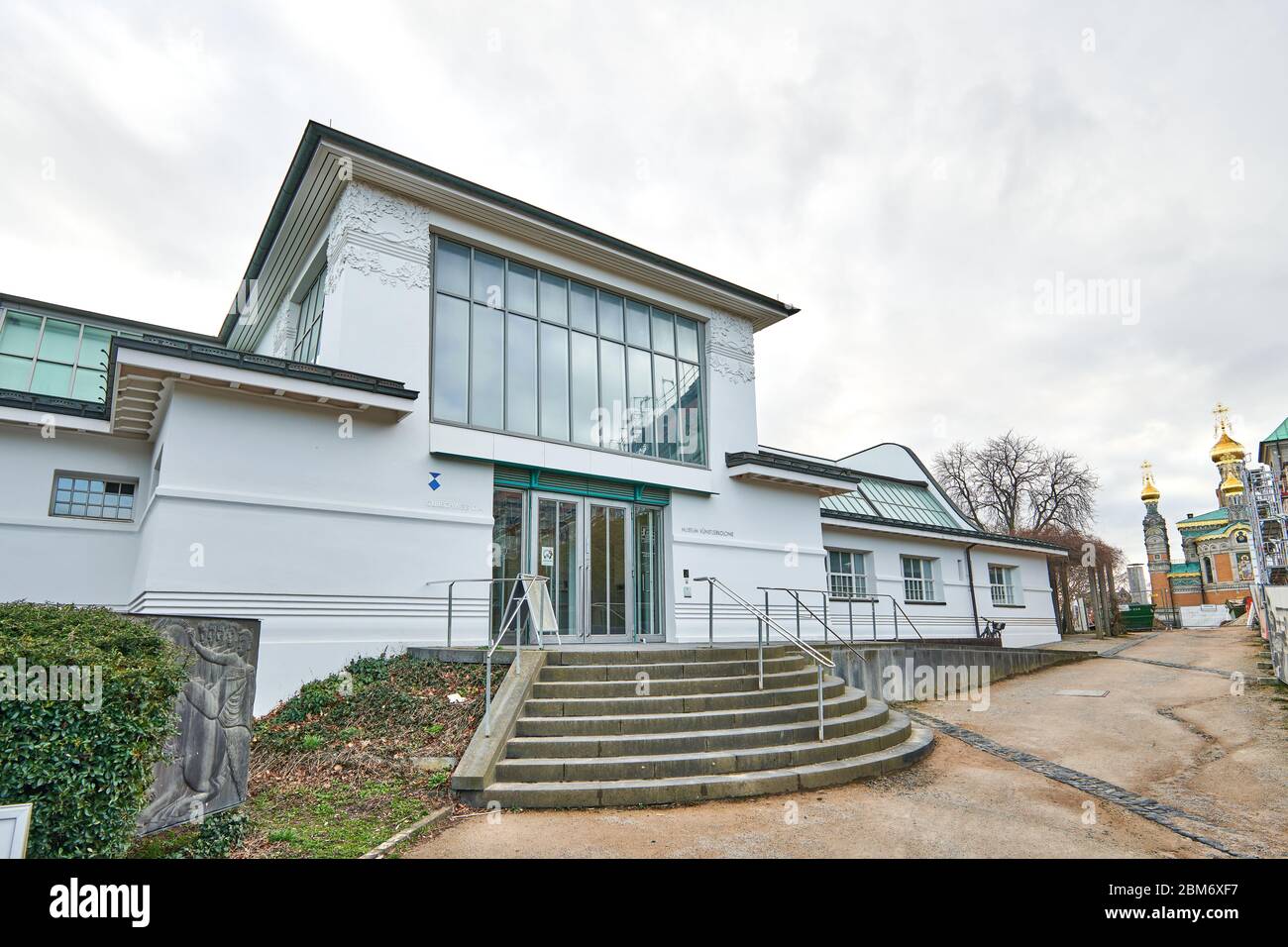 Darmstadt, März 01 2020: Eingang zum Ernst-Ludwig-Haus in der Mathildenhöhe in Darmstadt, Obrichweg-Ansicht. Architekt Joseph Maria Olbrich bui Stockfoto