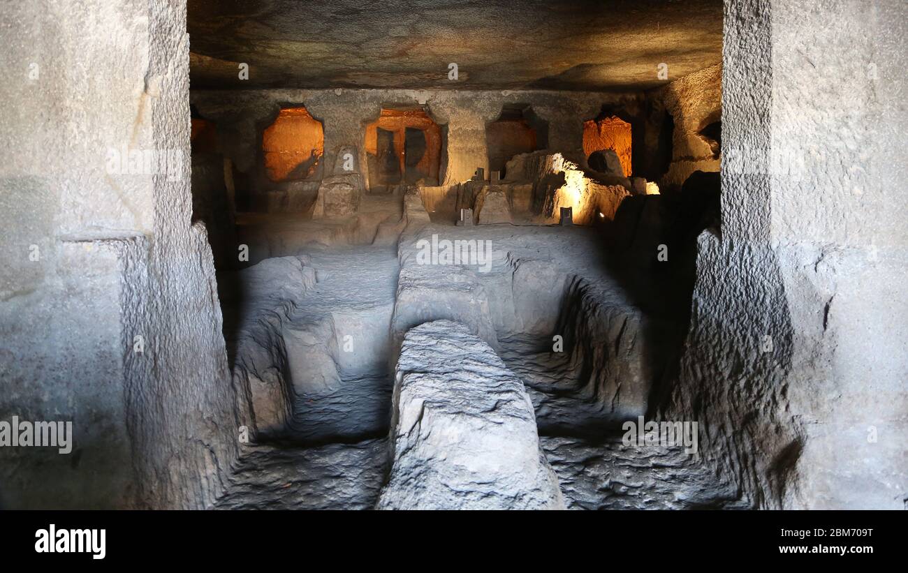 Höhle 24 in Ajanta Höhlen in Indien Stockfoto