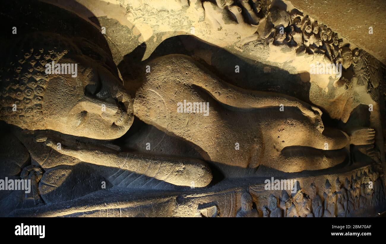 Höhle 26 in Ajanta Höhlen in Indien Stockfoto