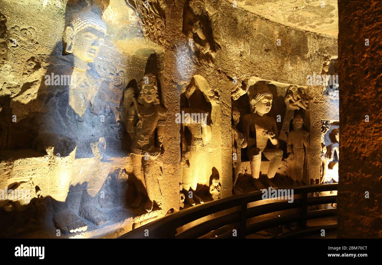 Höhle 26 in Ajanta Höhlen in Indien Stockfoto