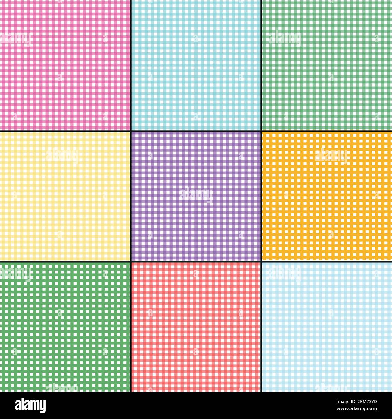 Gingham-Muster. Baby Dusche, Geburtstagsfeier, halloween und dank Thema geben. Nahtlos buntes Karomuster Stock Vektor