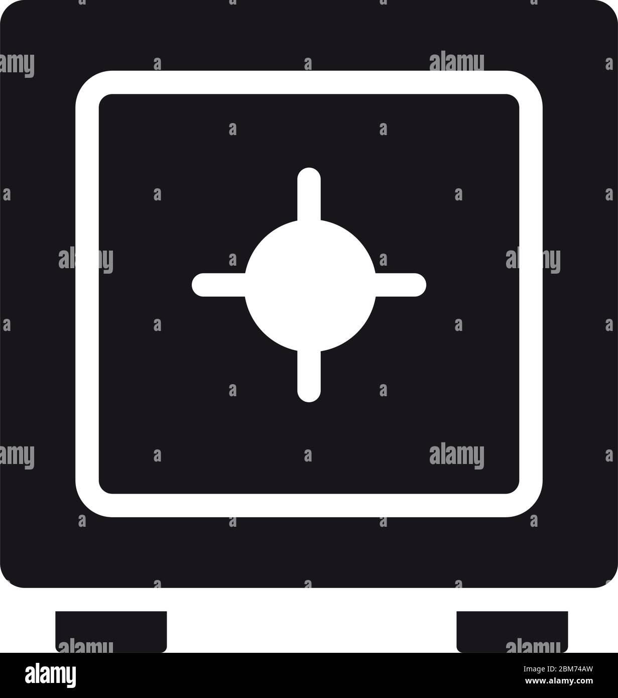 Strongbox-Symbol über weißem Hintergrund, Silhouette Stil, Vektor-Illustration Stock Vektor