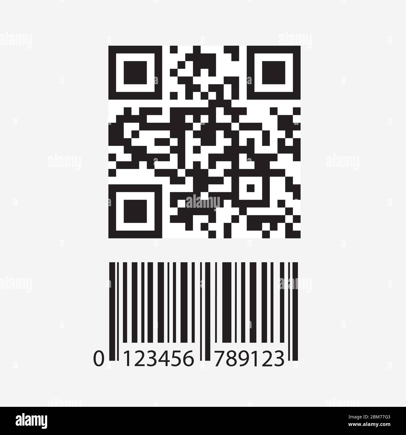 QR-Code und Barcode-Symbol, isoliert auf weißem Hintergrund, Stock Vektor-Illustration. Stock Vektor