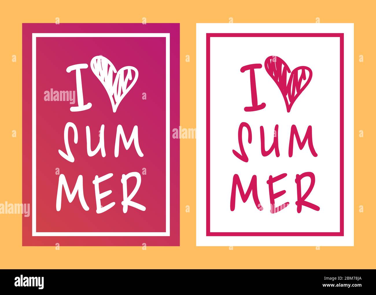 Ich Liebe Sommer Sommerferien Und Urlaub Hand Gezeichnete Vektor